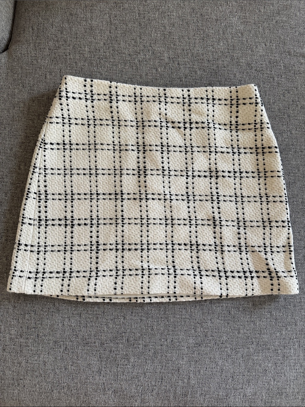 Theory Cream Tweed Mini Skirt with Black Windowpane